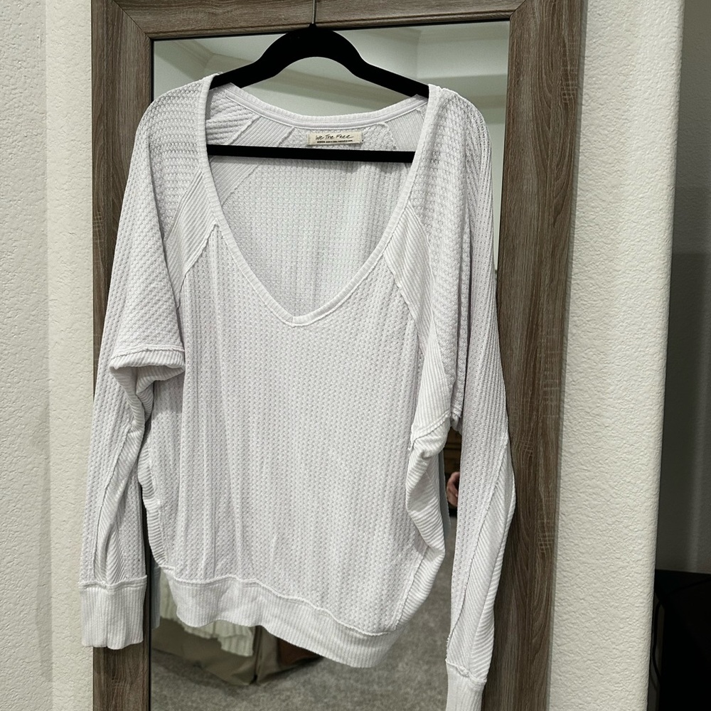 We the People white thermal material sweater